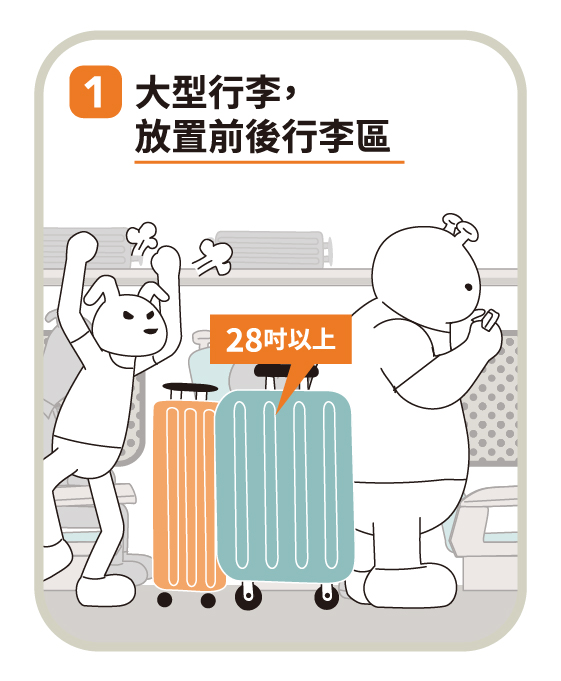 1.大型行李，放置前後行李區